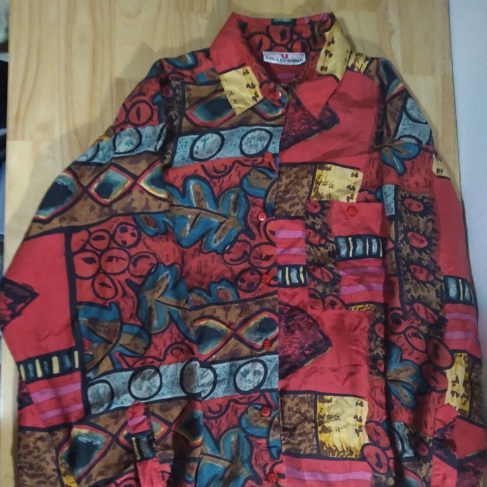 Vintage Stunt Collections Abstract Pattern Silk S… - image 2